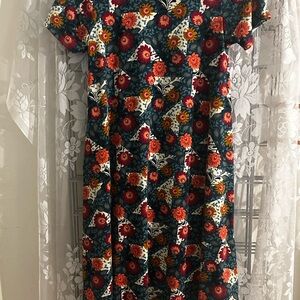 LuLaRoe Vibrant Floral Midi Dress